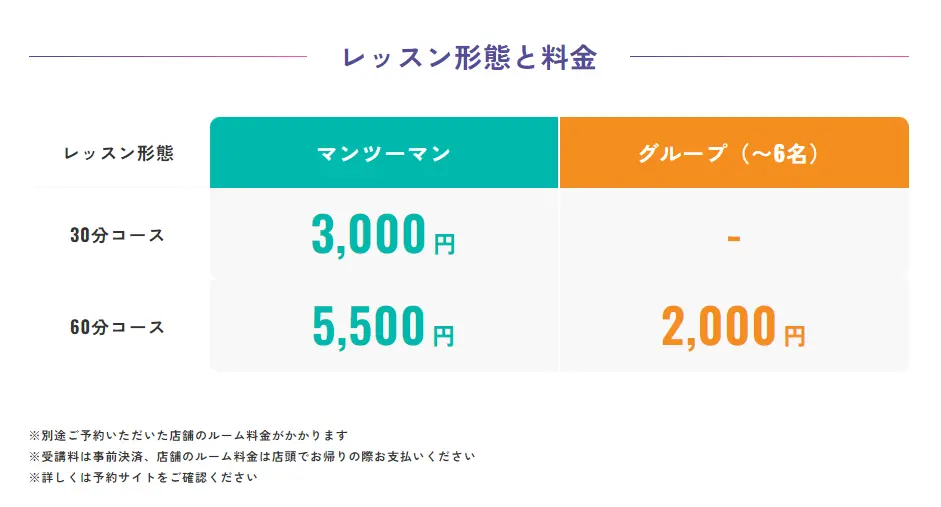 X Parkレッスン料金